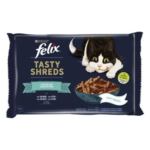 Purina Felix Tasty Shreds Festín del Mar 80 g