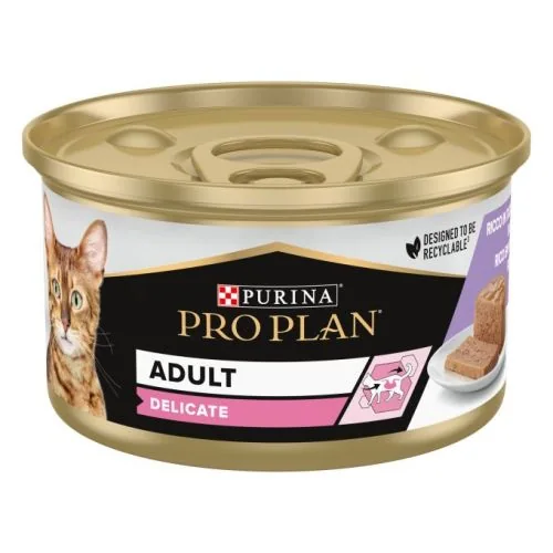 Purina Pro Plan Gato Adulto Delicate Mousse rico en pavo 85 g