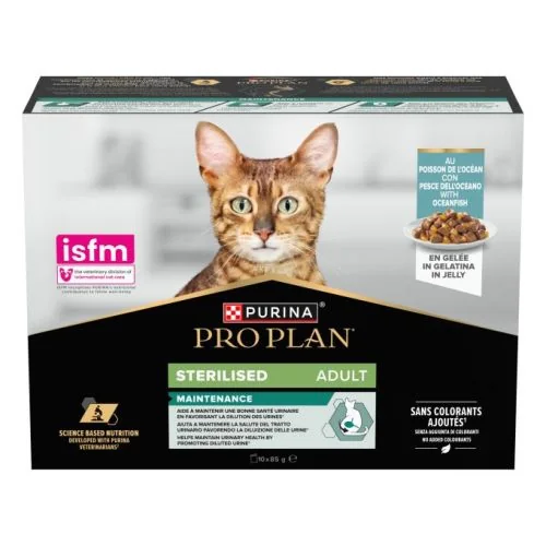 Purina Pro Plan Gato Esterilizado Adulto Trozos en Gelatina Pescado del Oceano 850 g