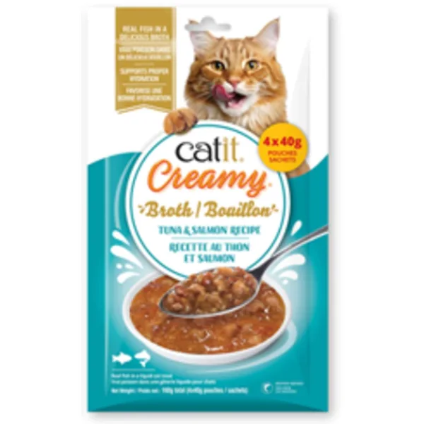 Catit Creamy Broth At·n y Salm¾n, 4x40g
