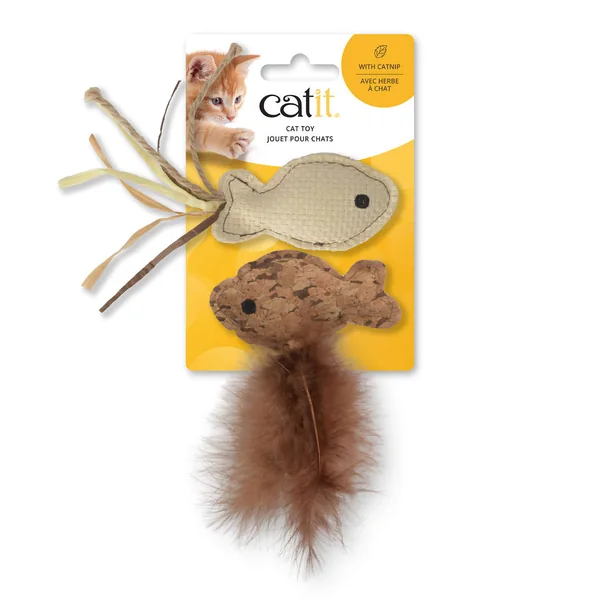 Catit Fish Twin con rafia y cola de plumas
