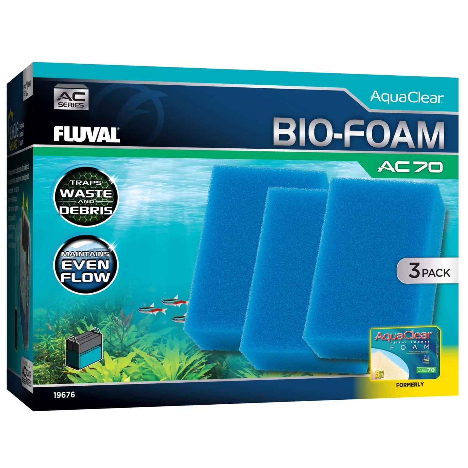 Pack ahorro Bio-esponja azul para filtro AquaClear Fluval AC - Pack de 3 - Imagen 2