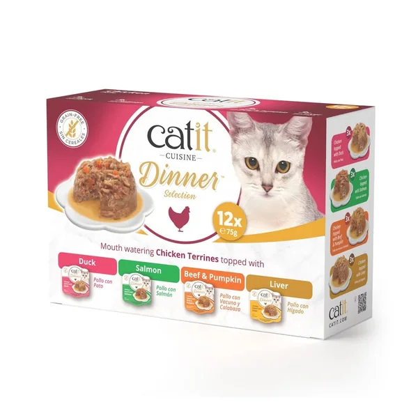 Tarrina de doble capa para gatos Catit Cuisine Dinner - Pack variado de 12